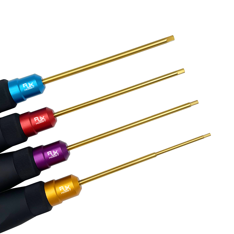 RJX 4Pcs HSS Titanized Hex Screwdriver 1.5 2.0 2.5 3.0mm High-Strength Insulated Anti-Slip Rubber Handle