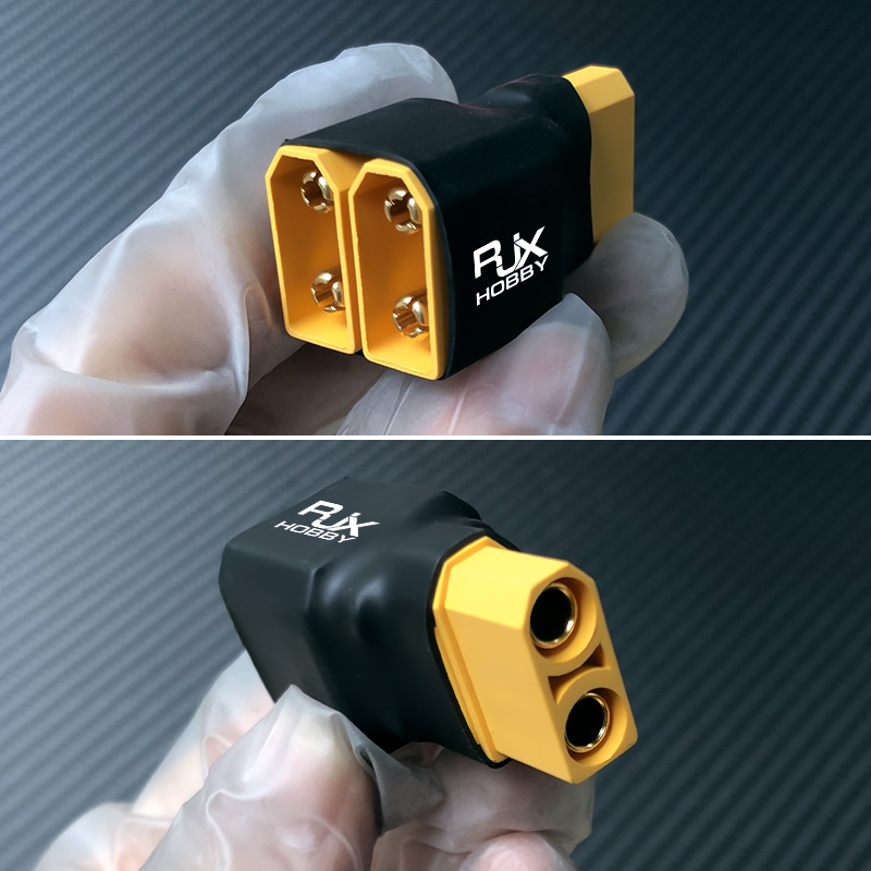 RJXHOBBY 1Pcs 2 XT90 male to XT90 female No wires in parallel connection harnesses Parallel Battery Connector Adapter